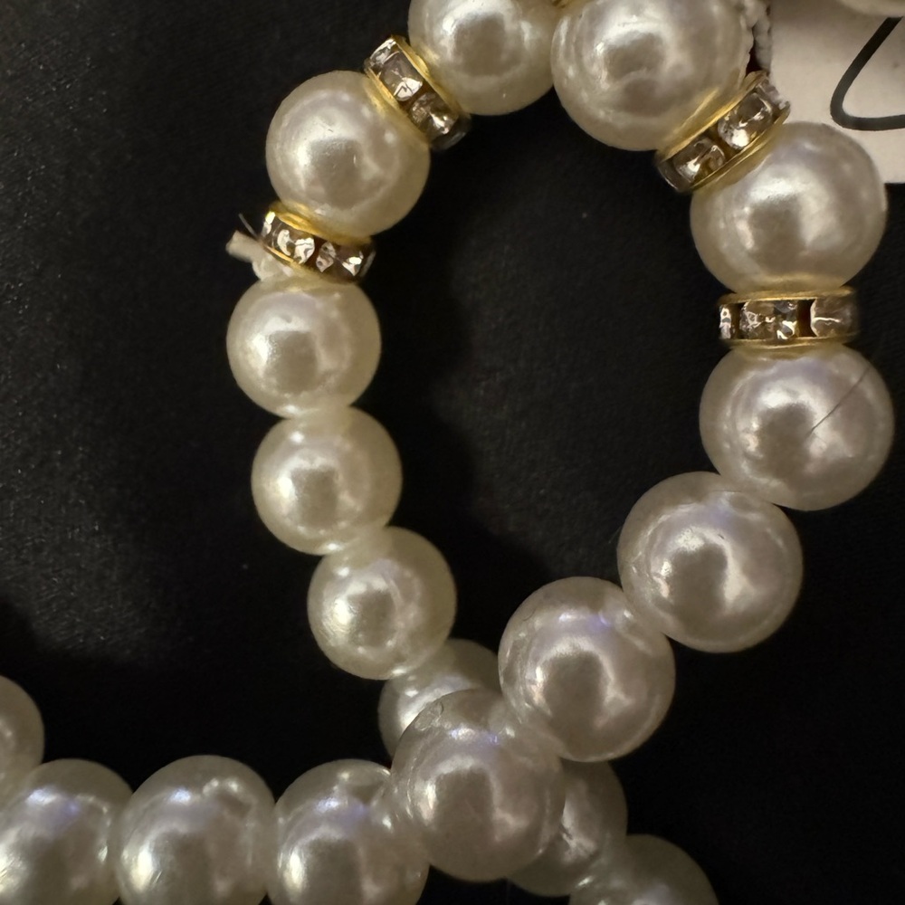 Double stranded pearl bracelet NEW 6 in wrist w stretch Laura Ford Retai… - Picture 6 of 7